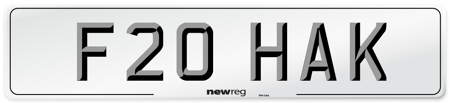 F20 HAK Number Plate from New Reg